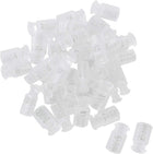 LinkMejor 30pcs Plastic Cord Locks Stopper End Spring Stop Single Hole Toggle Fastener Stopper Rope End for Straps Clothing, Bags, Camping,Silver Clear