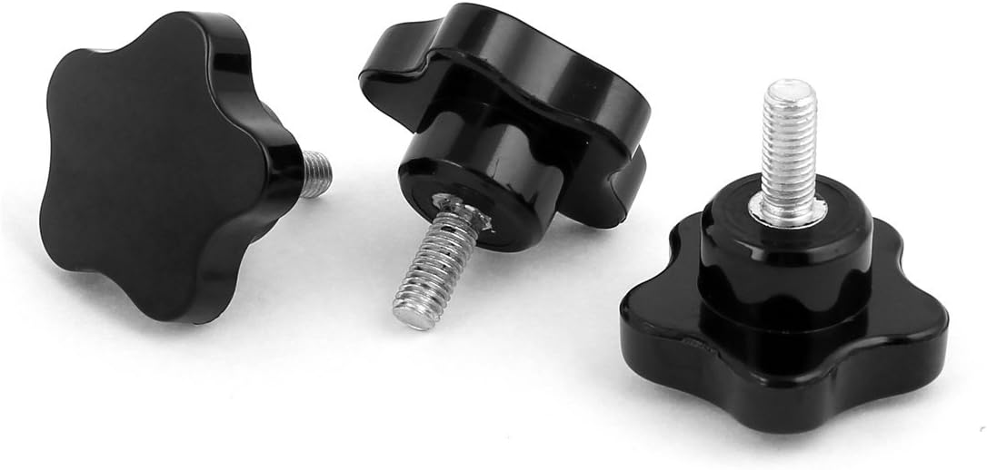 50mm Star Head M8x20mm Male Thread Screw on Clamping Knob Black 3pcs