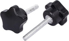 M6 x 40mm Plastic Star Head Screw Bolts Clamping Knobs Grips Black 2pcs