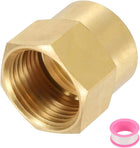 Brass Pipe Fitting, 3/4" GHT Female x 3/4" NPT Female Brass Hex Nipple Pipe Fitting Connector, 3/4" to 3/4" Female Pipe Fitting Adapter with PTFE, Gold Tone