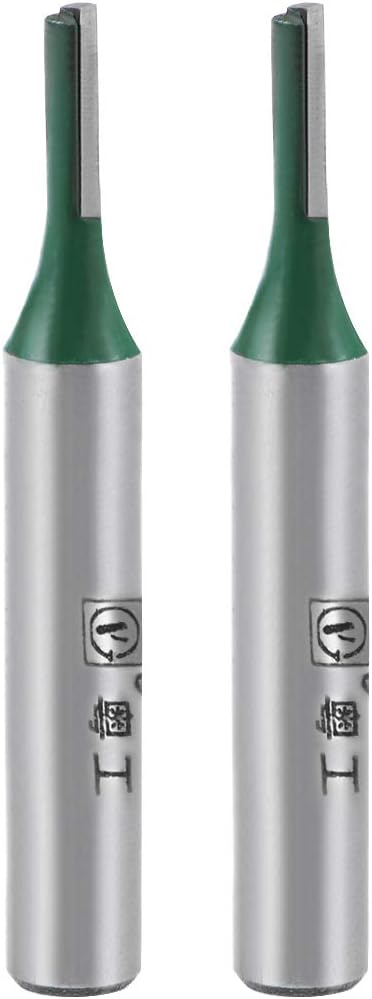 Router Bit 1/4" Shank 1/8" Cutting Dia Single Straight Flutes Carbide for Woodworking Milling Cutter Tool Green 2 Pcs