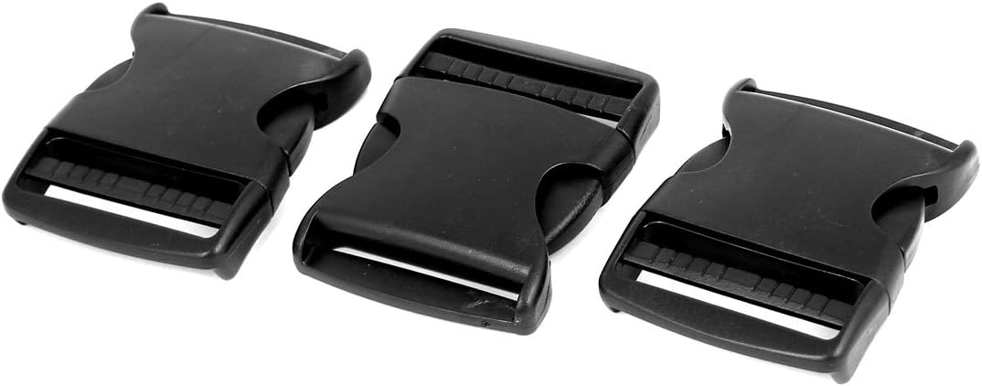 LinkMejor Plastic 2 inches Wide Webbing Strap Side Release Buckle 3Pcs Black