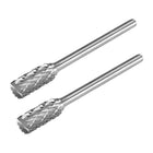 Tungsten Carbide Rotary Files 1/8"(3mm) Shank, Double Cut Top Toothed Cylinder Shape Rotary Burrs Tool 6mm Dia, for Die Grinder Drill Bit Wood Soft Metal Carving Polishing, 2pcs