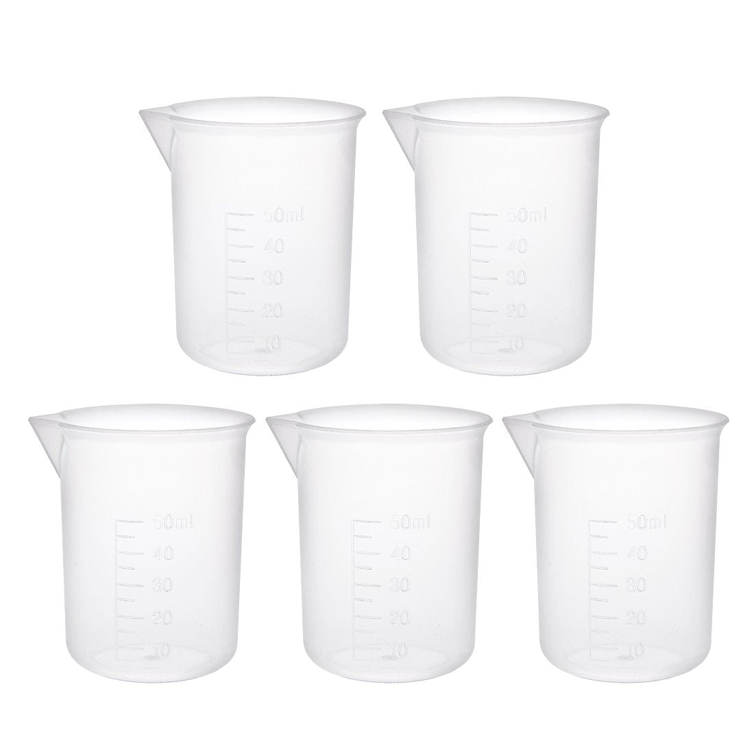 5pcs Transparent Measuring Cup Lab PP Graduated Beaker 50ml