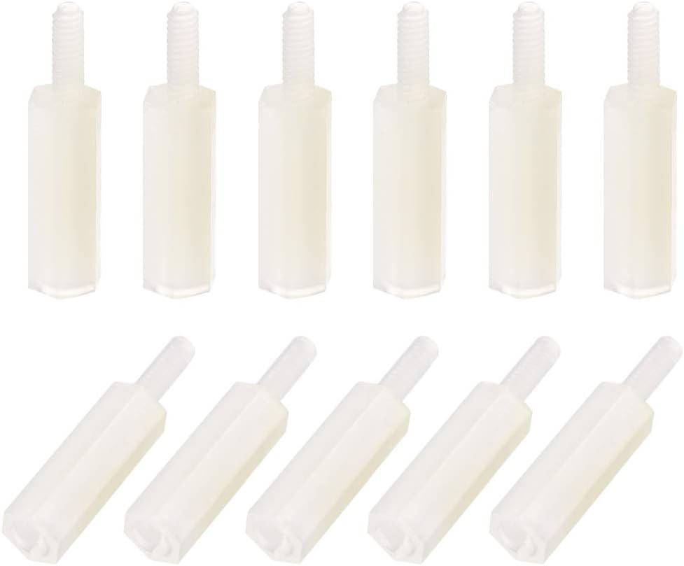 M2x10mm+6mm Male-Female Hex Nylon PCB Motherboard Spacer Standoff for FPV Drone Quadcopter, Computer & Circuit Board White 50pcs