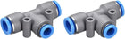 Push to Connect Fittings T Type Tee Tube Connect 10-8mm OD Grey Push Lock 2Pcs