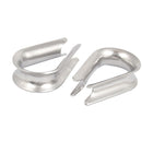 304 Metal 10mm 3/8" Wire Rope Cable Thimbles Silver Tone 2pcs
