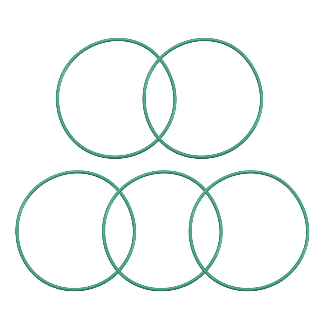 Fluorine Rubber O-Rings, 48mm OD 45mm ID 1.5mm Width FKM Seal Gasket for Machinery Plumbing, Green, Pack of 5