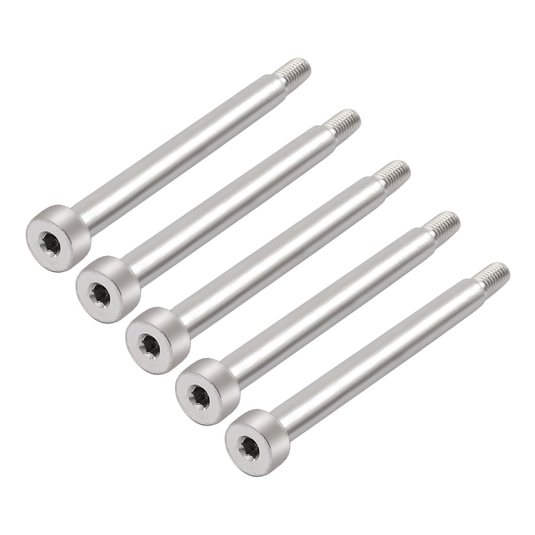 304 Stainless Steel Hex Socket Shoulder Bolt 6mm Shoulder Dia 60mm Shoulder Length M5 Thread 5Pcs