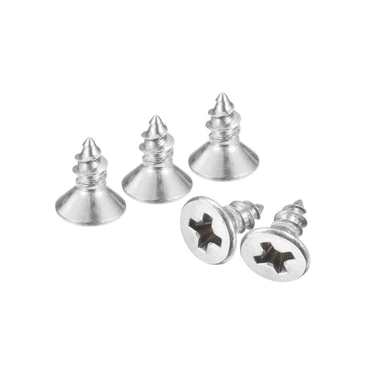 #4x3/16 Flat Head Sheet Metal Screws, 100pcs Phillips Drive Wood Screws 304 Stainless Steel Self Tapping Screws