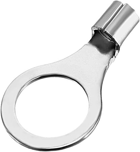 Copper Wire Lugs,16-14AWG RNB2-8,Bolt Hole,Battery Cable Ends Eyelets Crimp Tubular Ring Terminals Connectors Silver Tone 50Pcs
