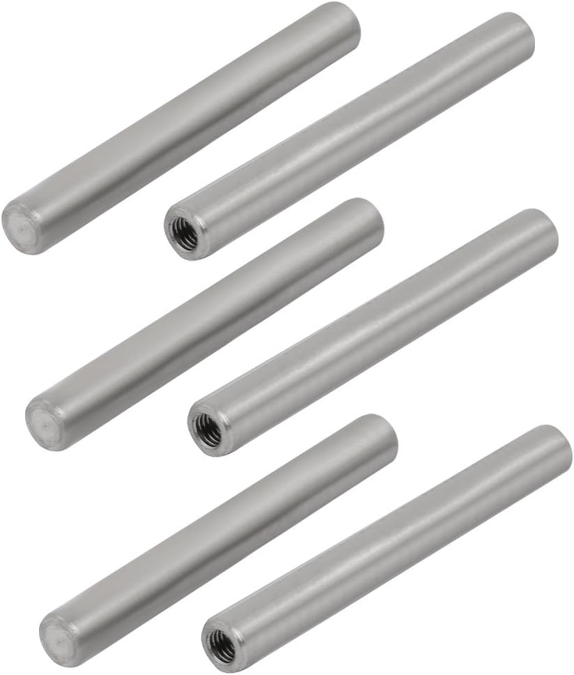 304 Stainless Steel M5 Female Thread 8mm x 70mm Cylindrical Dowel Pin 6pcs
