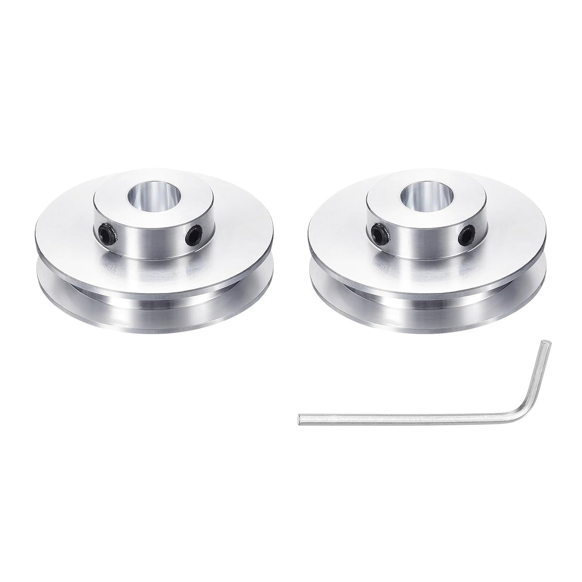 1Pcs Single Groove Pulley, 11mm Fixed Bore 50mm Outer Diameter Aluminum Alloy Mechanical Belt Pulley with Hex Wrench for 6mm PU Round Belt