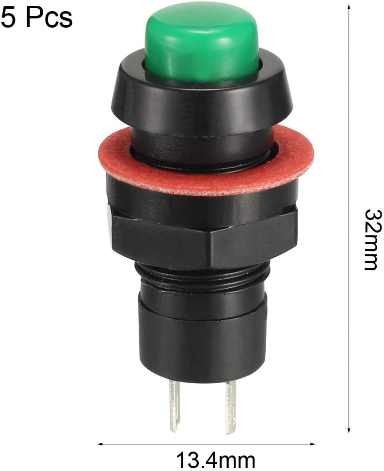 10mm Montagemeter groene momentane schakelaar, SPST, 5 stuks