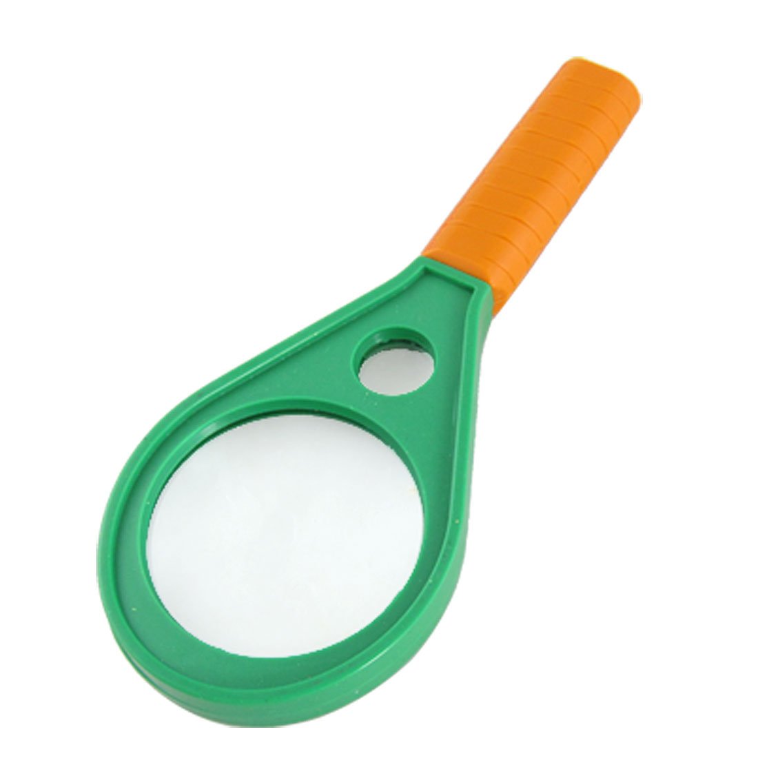 LinkMejor Orange Plastic Handle Double 4X Magnifier Magnifying Glass