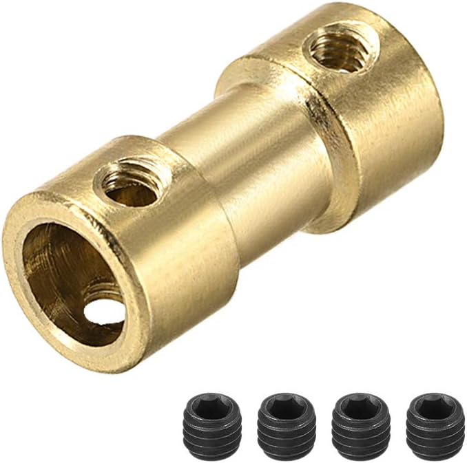 4mm to 6mm Bore Rigid Coupling, 20mm Length 9mm Diameter, Copper Shaft Coupler Connector, Brass Tone 4Pcs