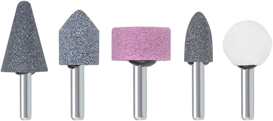 Abrasive Stone Points Set Grinding Wheel Polishing Head with 1/4-inch Shank 5 Pcs