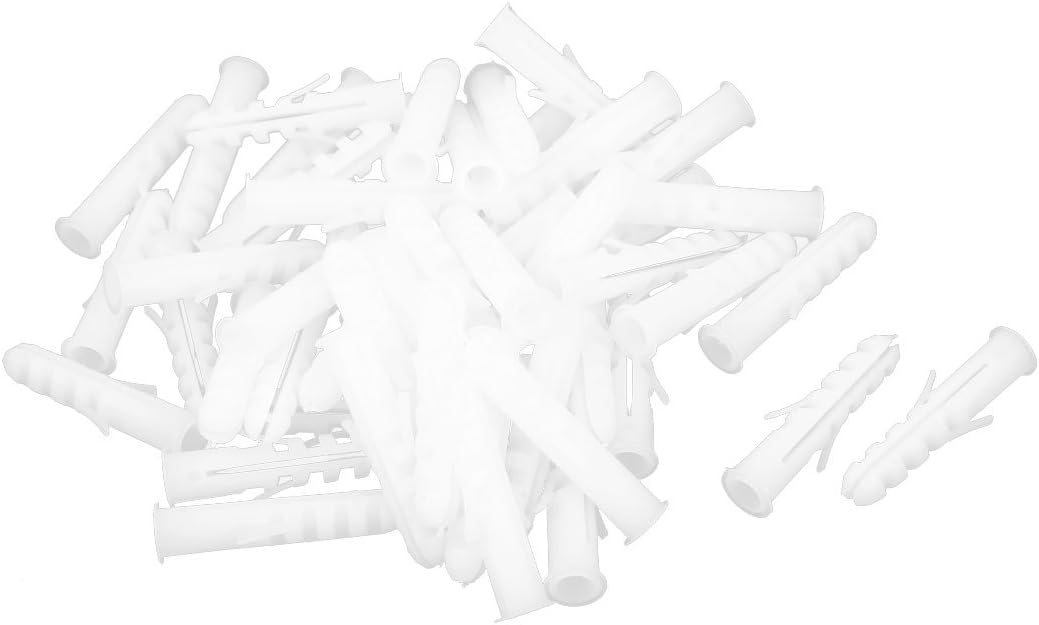 M8x40mm Plastic Anchor Expansion Nail Wall Screw White 50pcs