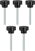 5 Pcs Star Knobs Grips M6 x 60mm Male Thread Steel Zinc Stud Black PP