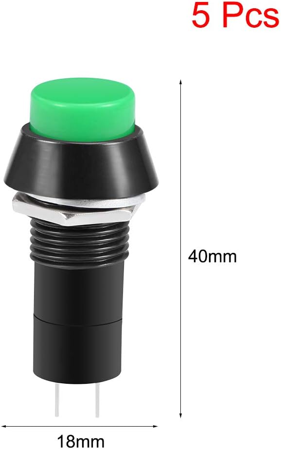 5Pcs, 12mm Vihreä Hetkellinen Paineenvastaus Painonappi Kierros Tasainen Nappi PBS-11 SPST EI