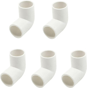 5 Pcs 20mm Inner Diameter 90 Degree Elbow PVC Pipe Connectors White,41 x 41 x 23mm(LxWxD)