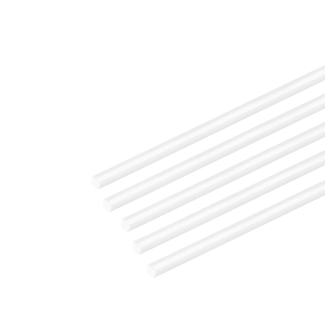 5pcs ABS Plastic Square Bars Rod 3mm×3mm×10inch for Architectural Model Making DIY White