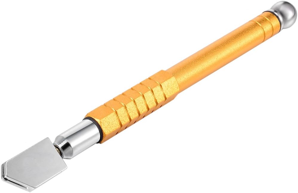 LinkMejor Glass Cutter 8-15mm, Pencil Style Oil Feed Tungsten Carbide Tip Golden Handle for Glass Tiles Mirror Cutting
