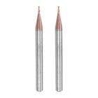 2pcs Ball Nose End Mills CNC Router Bits, 0.5mm (5/256") Radius Solid Carbide TiSin Coated 2 Flutes HRC55 1mm (5/128") Diameter 4mm (5/32") Shank Cutter Milling Tools