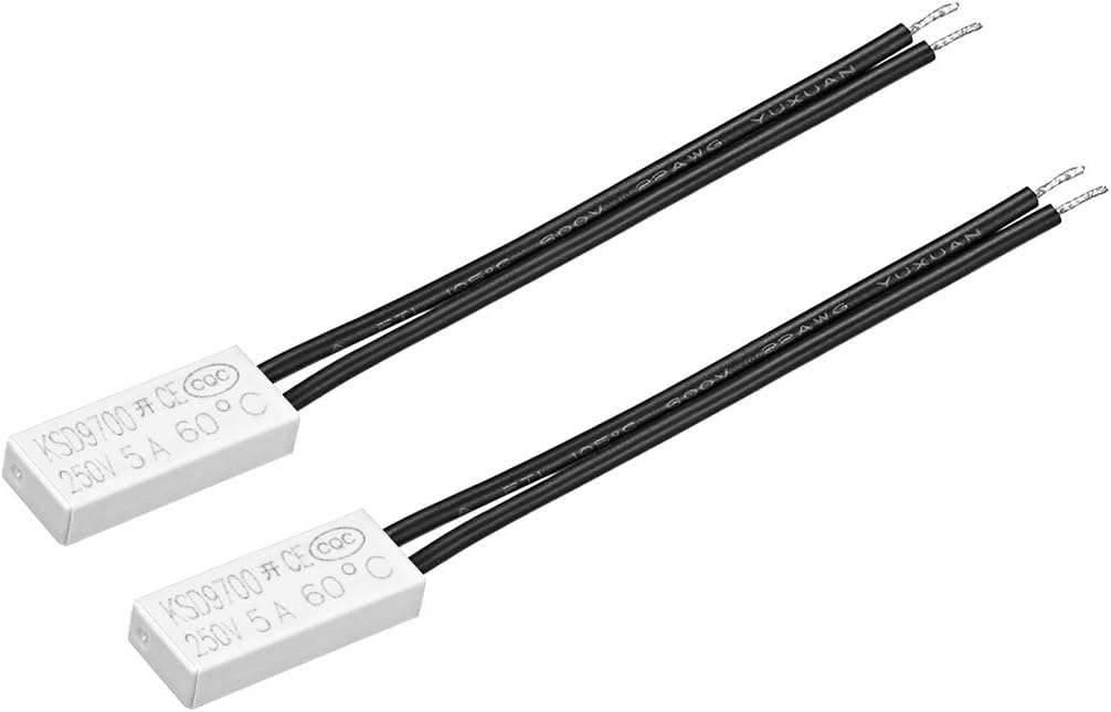 KSD9700 Thermostat, 60℃ Normally Open Temperature Switch, N.O 5A Thermal Switch Temperature Controller 2pcs