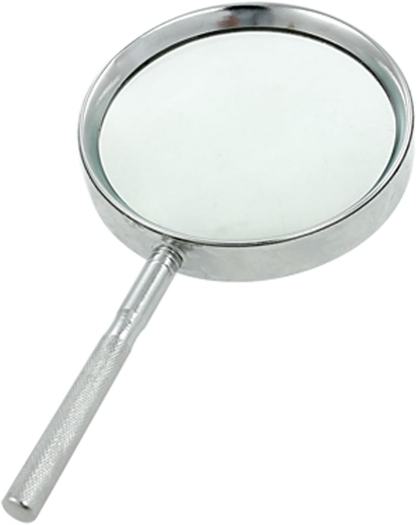 LinkMejor Metal Frame Silver Tone Nonslip Grip 4X Magnifying Glass