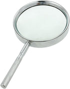 LinkMejor Metal Frame Silver Tone Nonslip Grip 4X Magnifying Glass