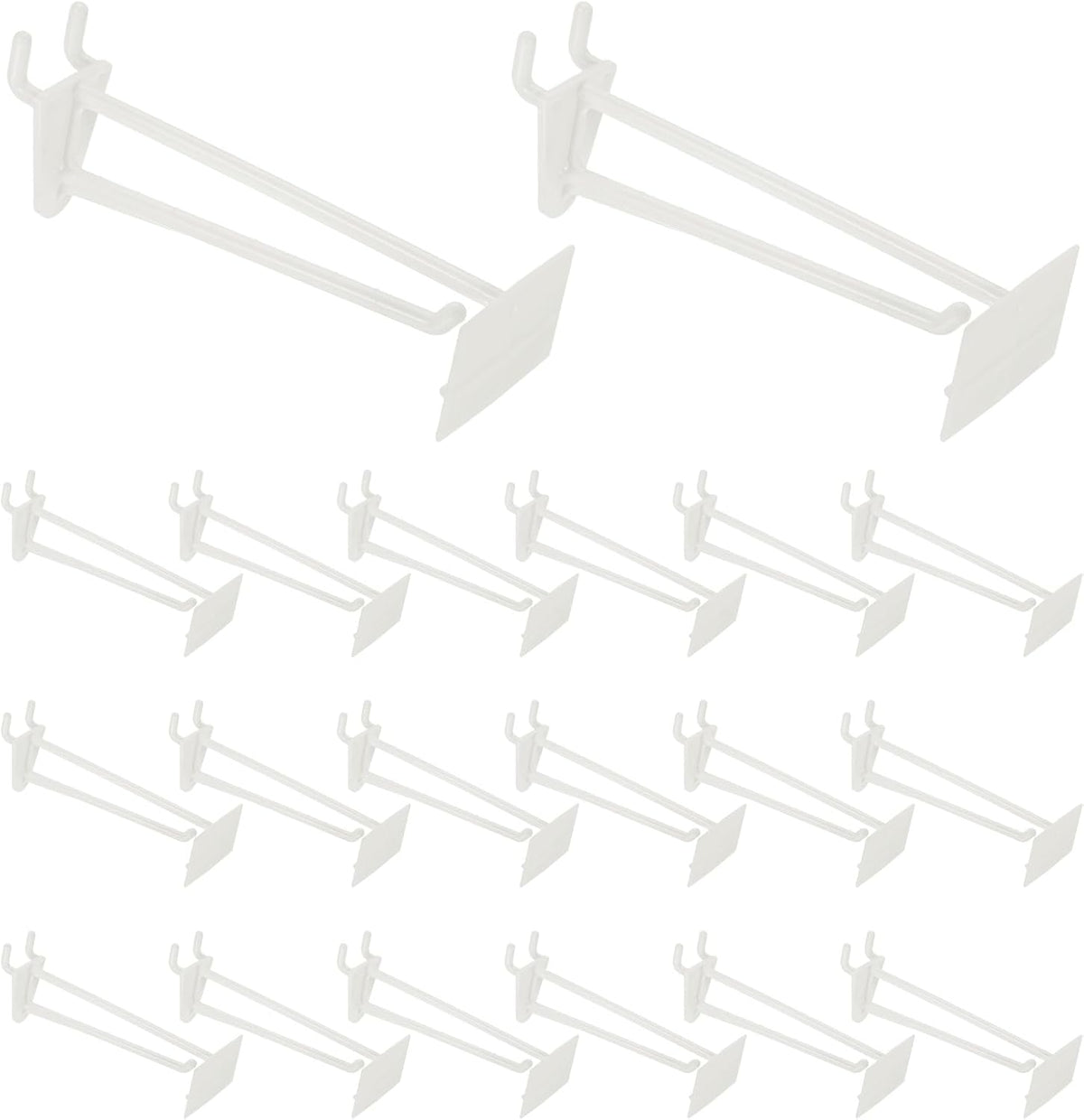 20 stk. Hyllehylser, 3 tommer, holdbare plasthyllehylser for Pegboard, Organizer til butikk, håndverktøyorganisering, vegghyll, rutenett, hvit