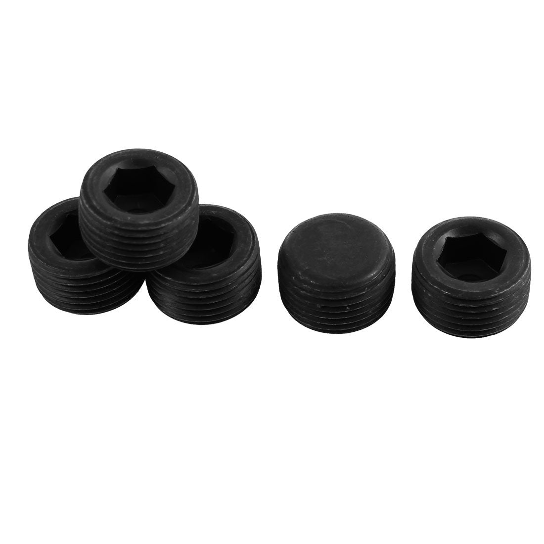 M20x12mm Metric Alloy Steel Hex Socket Set Cap Point Grub Screws Black for Towel Rack Door Knob 5pcs