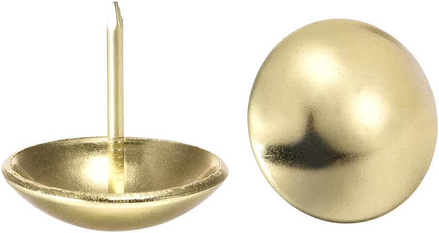 Upholstery Nails Tacks 25mm Dia 25mm Height Round Thumb Push Pins Gold Tone for Furniture Sofa Headboards, 10 Pcs
