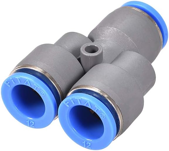 Push To Connect Air Fittings Y Type Tube Connect 12mm OD Push Lock Grey