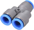 Push To Connect Air Fittings Y Type Tube Connect 12mm OD Push Lock Grey