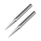 Tungsten Carbide Rotary Files 1/8" Shank, Single Cut Cone Shape M Type Rotary Burrs Tool 3mm Dia, for Die Grinder Drill Bit Alloy Steel Hard Metal Carving Polishing Engraving, 2pcs