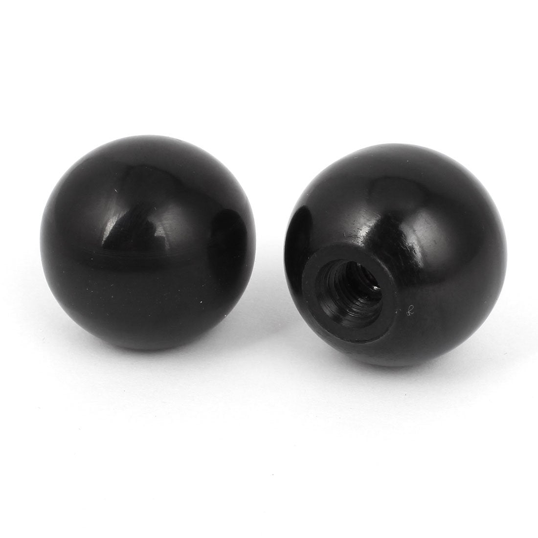 2 Pcs M10 x 28mm Thread Round Plastic 40mm Dia Ball Shift Knob Black