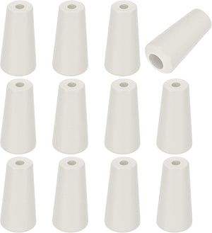 12Pcs Cord Knobs, Wood Cord Tassel Drops Pull End Pendant Hanging Ball Pulls for Window Blinds Shade Curtain Craft, Creamy Cone