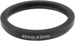 Step-Down Ring, 49 mm - 43 mm Camera Lens Adapter Filter Ring for Camera Lenses, 49 mm to 43 mm Camera Accessory, 1pc Black