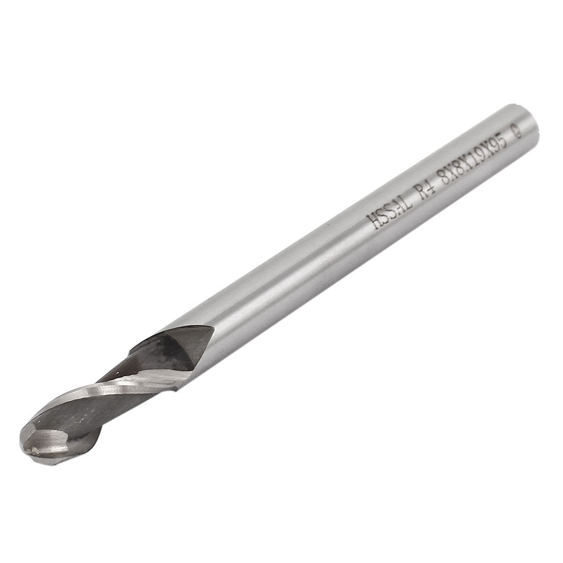 8mm Cutting Dia Helical Groove 2 Flutes HSS-AL Ball Nose End Mill Cutter