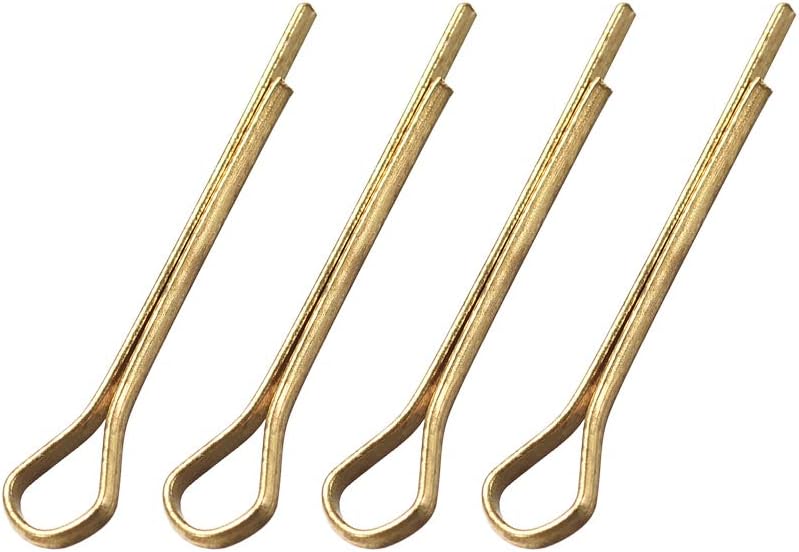 Split Cotter Pin - 1.5mm x 16mm (1/16 inch x 5/8 inch) Solid Brass 2-Prongs Gold Tone Fastener Clip Key 4Pcs