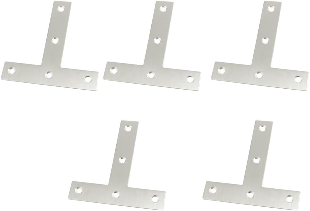 5 Pcs Angle Plate Corner Brace Flat T Shape Repair Bracket 80mm x 80mm