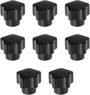 Star Knob Grip Handle M5 Diameter Brass Insert Female Thread Set of 8 Black