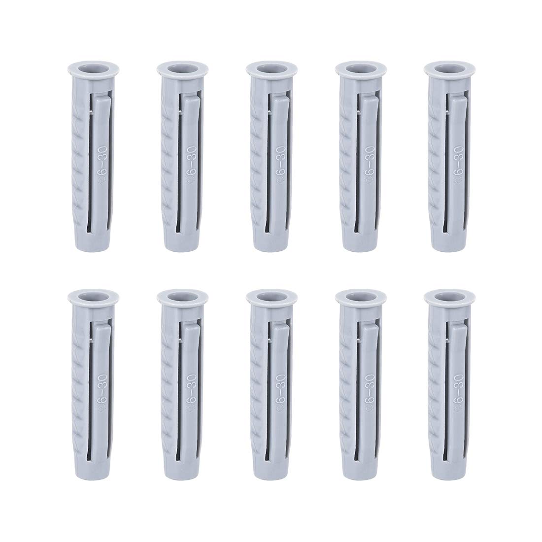6x30mm Plastic Expansion Tube Bolts Column Frame Fixings Gray 60pcs