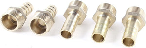 5 Pcs 3/8"PT Male Thread to 10mm Hose Barb Brass Straight Coupling Fitting