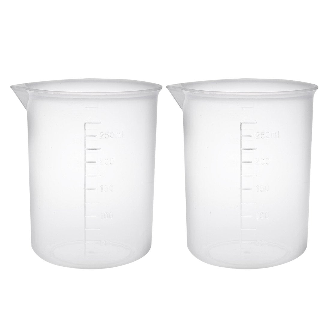 Measuring Cup 250ml PP Plastic Graduated Beaker Transparent for Lab Kitchen Liquids 2pcs
