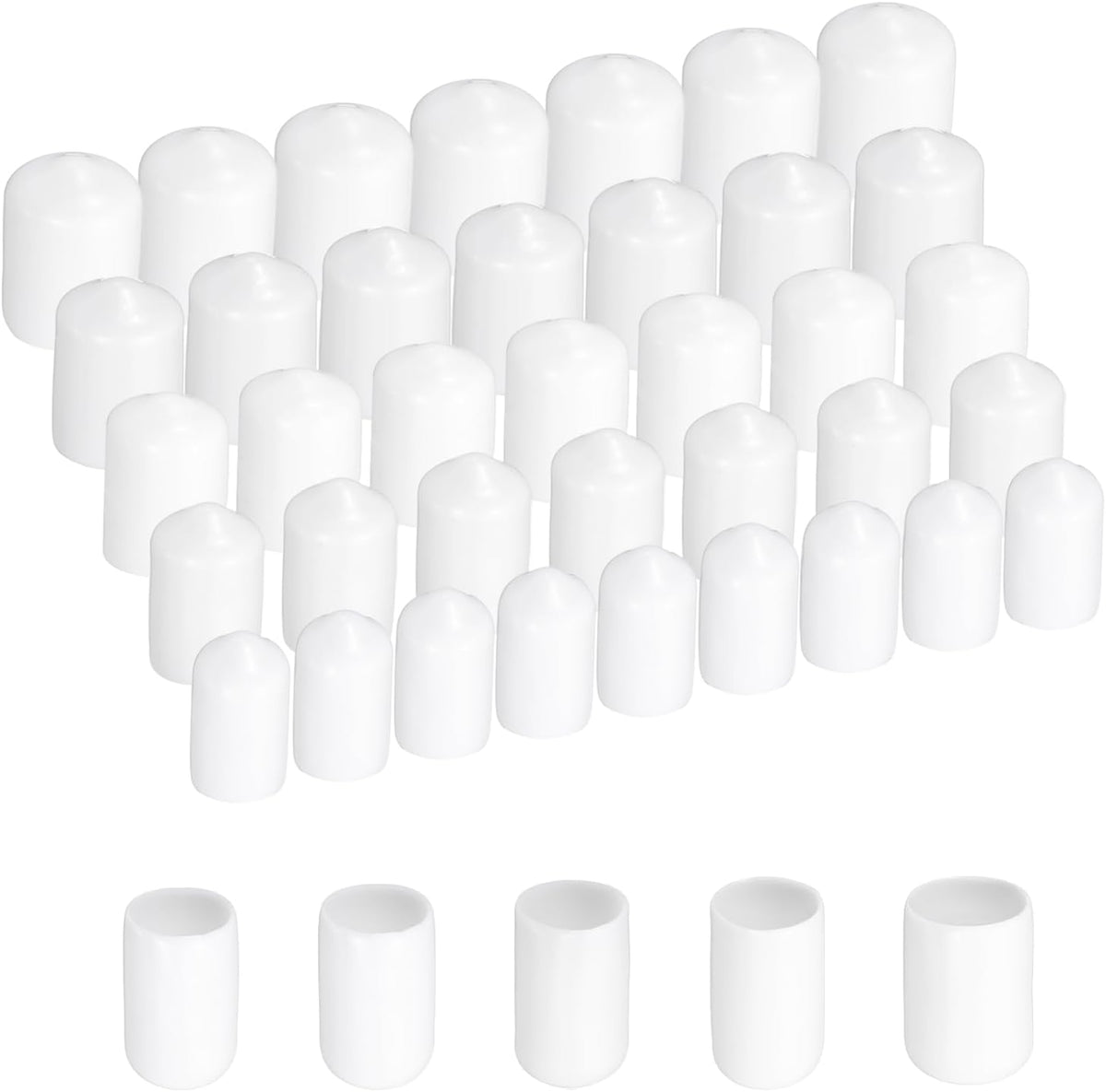 100pcs Round Rubber End Caps Protective Caps 14mm 16mm 18mm 20mm 22mm White Screw Thread Protectors
