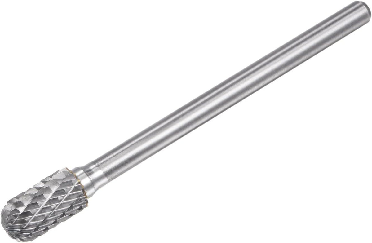 Carbide Burrs Rotary Files, Double Cut Cylinder with Ball Nose Tungsten Carbide Tip 10mm Cutting Head 6mm Shank 100mm (4-Inch) Length for Wood Metal Stone Polishing