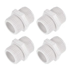 Pipe Fitting, G1 Male Thread, Hex Nipple Tube Adaptor Connector Hose Connector, for Water Tanks, PVC Plastic, White, Pack of 4